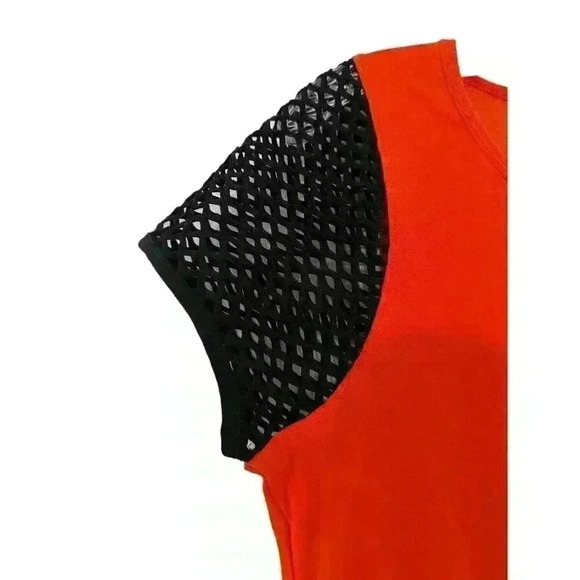 Women's Orange Black Mesh Short Sleeve Size L Large Athletic Top by Gottex NEW - Picture 5 of 16